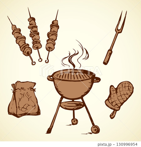 Rack for a barbecue. Vector drawing 130996954