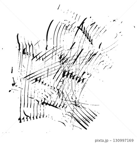Black ink scratches grunge texture overlay on white background 130997169