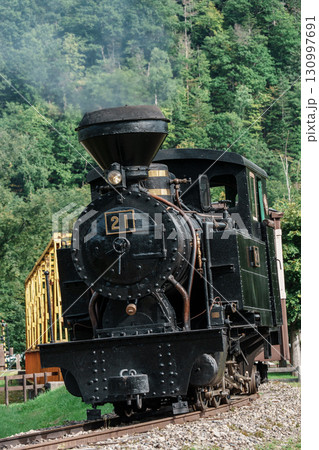 北海道遠軽の森林鉄道蒸気機関車・雨宮21号　 130997691