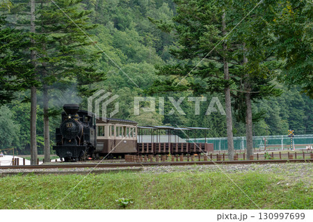 北海道遠軽の森林鉄道蒸気機関車・雨宮21号　 130997699