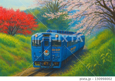 春の肥薩線 急行くまがわと桜のトンネル 春の肥薩線 急行くまがわと桜のトンネル 130998002