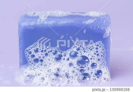 lavender soap with soap foam lavender soap with soap foam 130998108