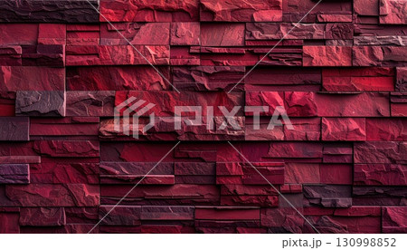 《AI画像》赤を基調としたモダンなデザインの外壁素材 130998852