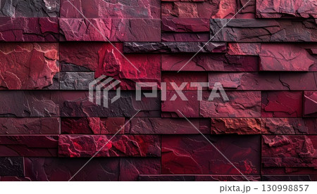 《AI画像》赤を基調としたモダンなデザインの外壁素材 130998857