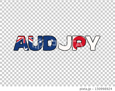 Simple illustration of Australian dollar and yen currency pair with national flag pattern 130998924