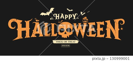 Happy Halloween text message orange broken stone design.eps Happy Halloween text message orange broken stone design.eps 130999001