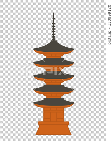 Simple illustration of a five-story pagoda 130999120
