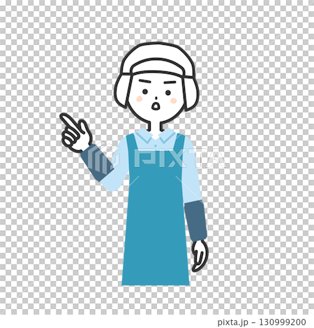 一名婦女戴著衛生帽和圍裙的插圖 130999200