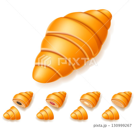 fresh crispy croissants cartoon stock vector illustration 130999267