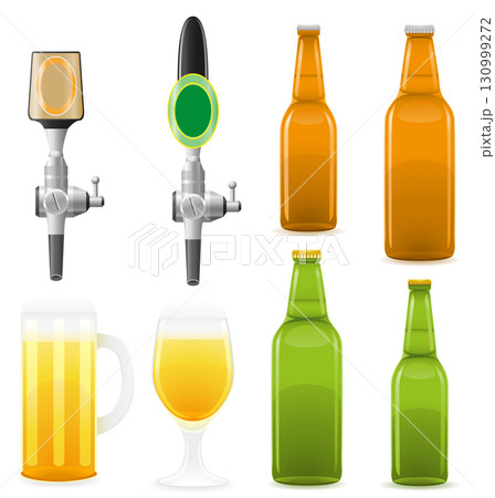 beer bottle glass cartoon stock vector illustration isolated on white background 130999272