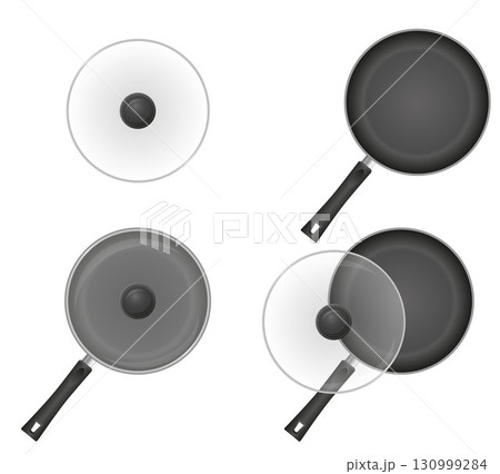 frying pan with lid cartoon stock vector illustration 130999284