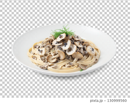 Fettuccine with Wild Mushrooms Fettuccine pasta topped with a creamy wild mushroom sauce made with a variety of mushrooms and 130999560