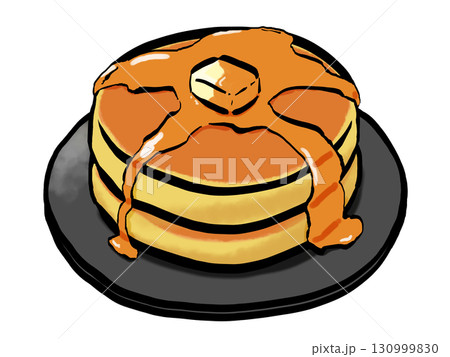 ホットケーキのイラスト (筆タッチ) シンプル ホットケーキのイラスト (筆タッチ) シンプル 130999830