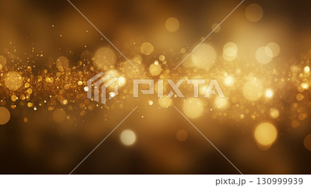 Gold holiday background with Christmas transparent spots glare and shine glitter. New year design 130999939