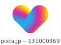 Graphic of colorful gradient heart icon and symbol idea design, isolated on white background. 131000369