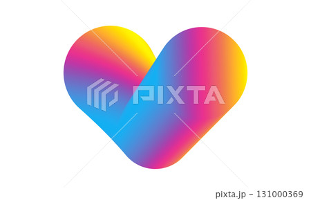 Graphic of colorful gradient heart icon and symbol idea design, isolated on white background. 131000369
