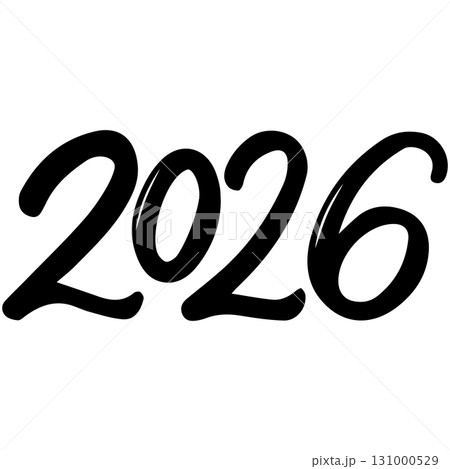 Vector 2026 year black handwriting font. White background. Isolated typography text for design 131000529