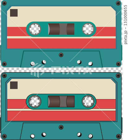 Cassette tape with blue and red color flat vector illustration Cassette tape with blue and red color flat vector illustration 131000655