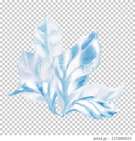 A bush of blue seaweed. Isolated watercolor painting of underwater plants for children's prints, clothing, and interior design for themed parties and children's rooms. 131000925