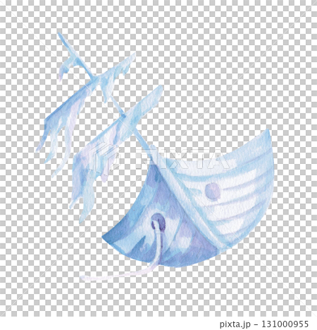 A sunken pirate ship. Isolated watercolor illustration of a seascape element for children's prints, clothing, and interior design for themed parties and children's rooms. A sunken pirate ship. Isolated watercolor illustration of a seascape element for children's prints, clothing, and interior design for themed parties and children's rooms. 131000955