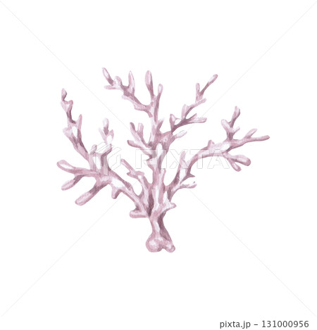 Fabulous tree-shaped corals. Isolated watercolor illustration of underwater plants for children's prints, clothing, and interior design for themed parties and children's rooms. 131000956