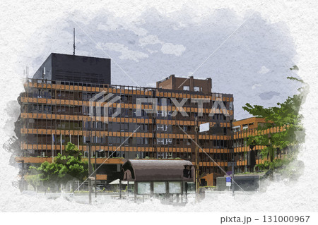 水彩画風　金沢市役所　石川県金沢市 131000967