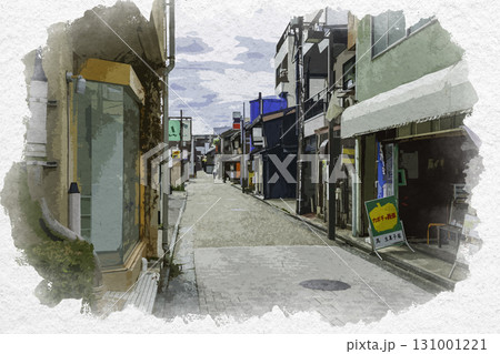 水彩画風　金沢市街地　木倉町商店街　石川県金沢市 131001221