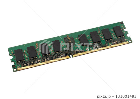 RAM memory. Chip close up. RAM macro shot. Computer circuit isolated on a white background. Operative memory for notebook or laptop computer isolated. RAM memory. Chip close up. RAM macro shot. Computer circuit isolated on a white background. Operative memory for notebook or laptop computer isolated. 131001493