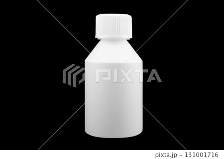 Plastic blank bottle isolated on black background. Plastic bottle isolated with clipping path. Empty space for text 131001716
