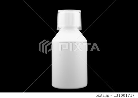 Plastic blank bottle isolated on black background. Plastic bottle isolated with clipping path. Empty space for text 131001717