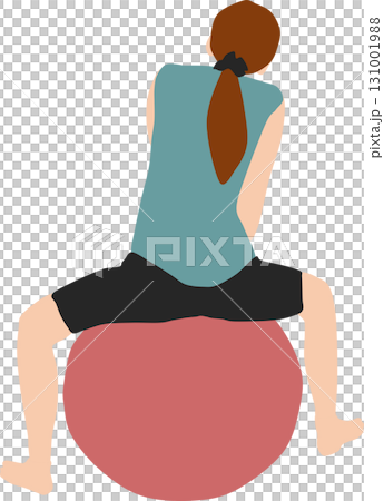 一名女子使用平衡球進行訓練的插圖 131001988