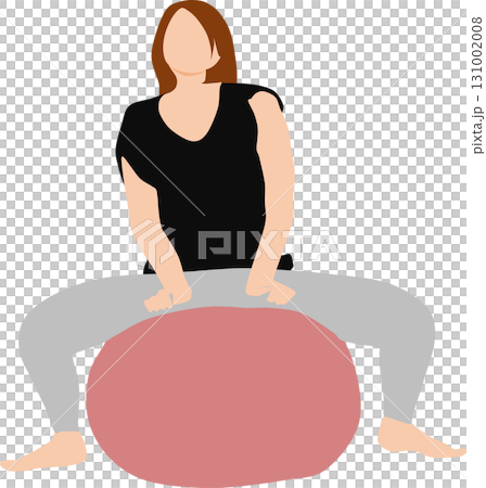 Illustration of a woman training using a balance ball Illustration of a woman training using a balance ball 131002008