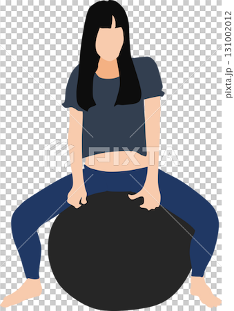 バランスボールを使ってトレーニングする女性のイラスト 131002012