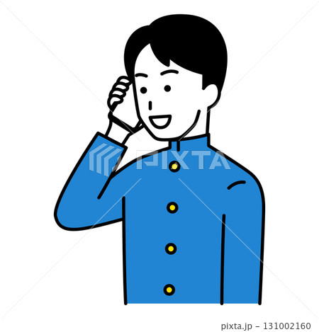 スマートフォンで話す男子学生 131002160