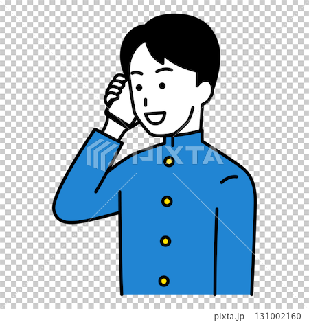 スマートフォンで話す男子学生 131002160