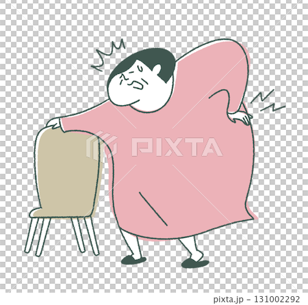 Grandma with back pain facing left 131002292