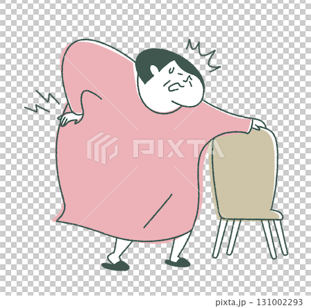 腰が痛むおばあちゃん右向き 131002293