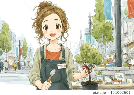美優シリーズ：植樹祭でスコップを持ち記念植樹に参加する美優 131002601