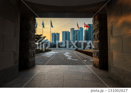 Framed Plaza and Flags at the War Memorial of Korea, Seoul 131002627