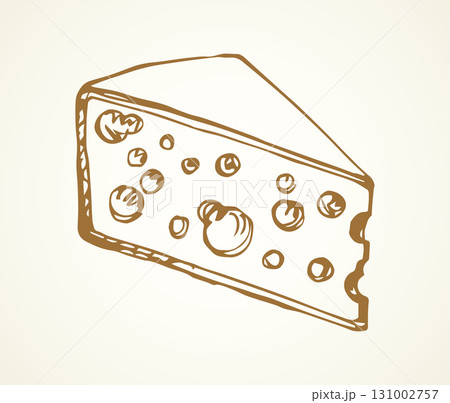 A slice of Dutch cheese. Vector drawing 131002757