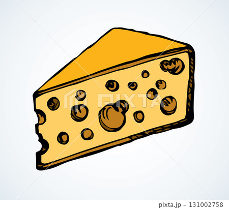 A slice of Dutch cheese. Vector drawing 131002758