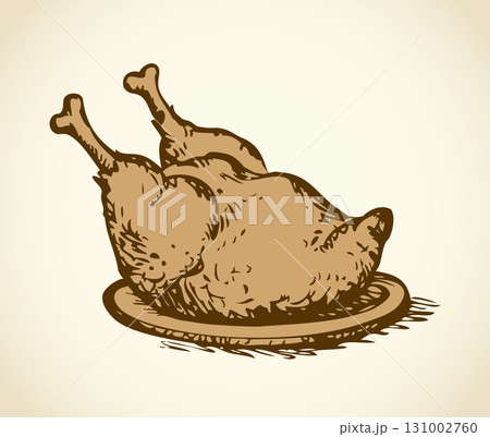 Baked chicken. Vector drawing 131002760