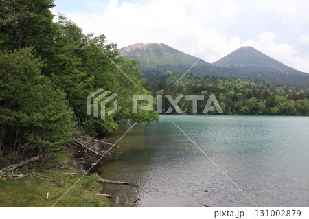 オンネトーからの雌阿寒岳と阿寒富士 131002879