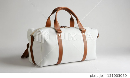 White leather bag on a white background. 3d render illustration. 131003080