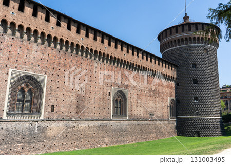 Sforza Castle in Milan. Ancient Italian architecture. Sforza Castle in Milan. Ancient Italian architecture. 131003495