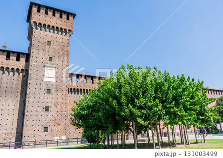 Sforza Castle in Milan. Ancient Italian architecture. Sforza Castle in Milan. Ancient Italian architecture. 131003499