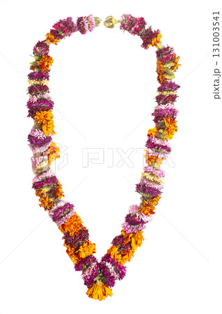 Colorful flower garland isolated on white background 131003541