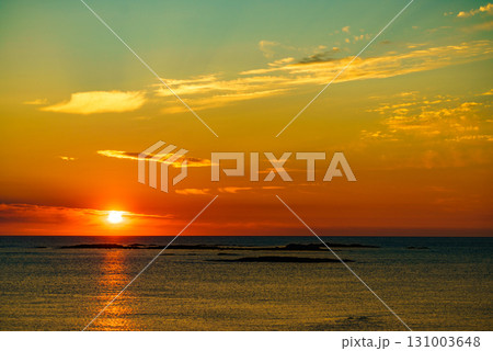 Seascape at midnight sun on Andoya, Norway 131003648