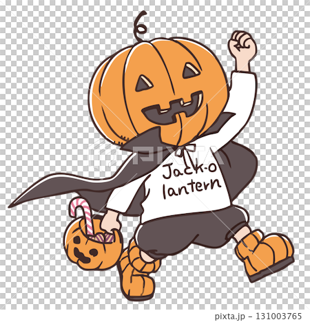 A cheerfully walking Jack-o'-lantern child A cheerfully walking Jack-o'-lantern child 131003765