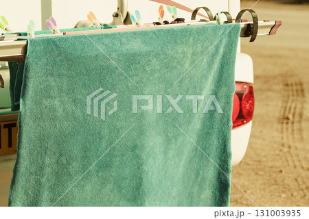Caravan with clothes to dry 131003935